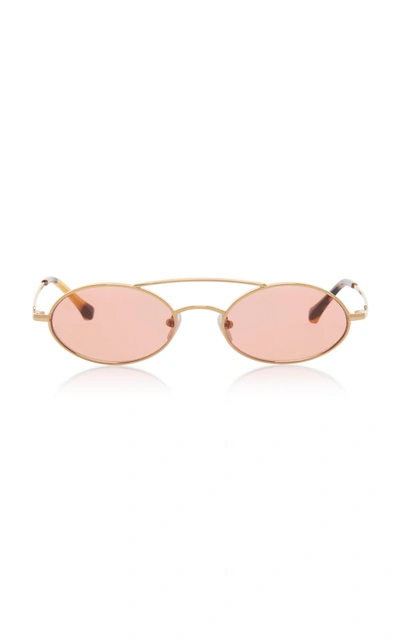 Alessandra Rich X Linda Farrow Round Sunglasses With Chain  In Pink