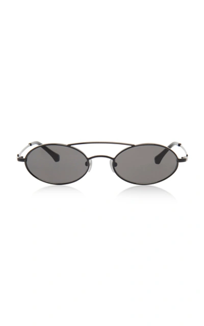 Alessandra Rich X Linda Farrow Round Sunglasses With Chain In Grey
