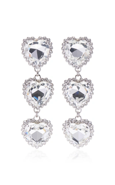 Alessandra Rich Silver-tone Crystal Clip Earrings