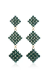 Alessandra Rich Long Colored Crystal Diamond Earrings In Green
