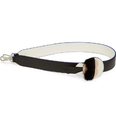 Fendi 'strap You - Karlito' Leather & Genuine Mink Fur Bag Strap - Black In Black/ White