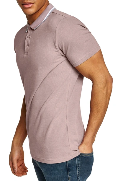 Topman Muscle Fit Polo In Pink