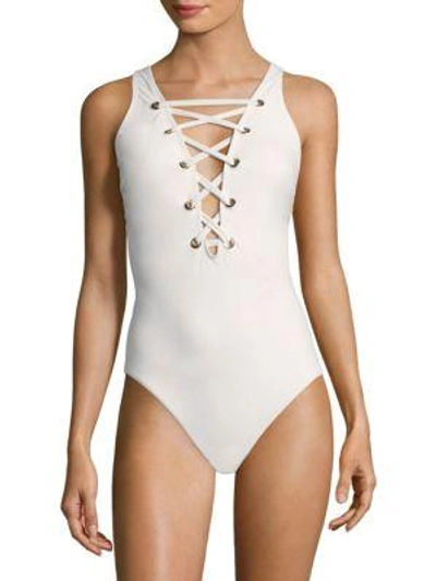 Amoressa The Ramones Stevie One-piece Swimsuit In White