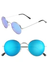 Quay 50mm Mod Star Round Sunglasses - Silver/ Blue