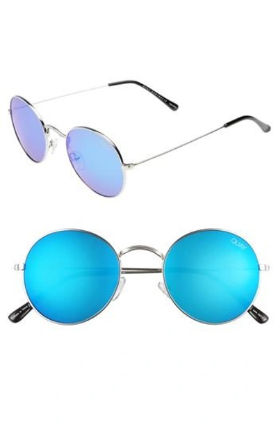 Quay 50mm Mod Star Round Sunglasses - Silver/ Blue