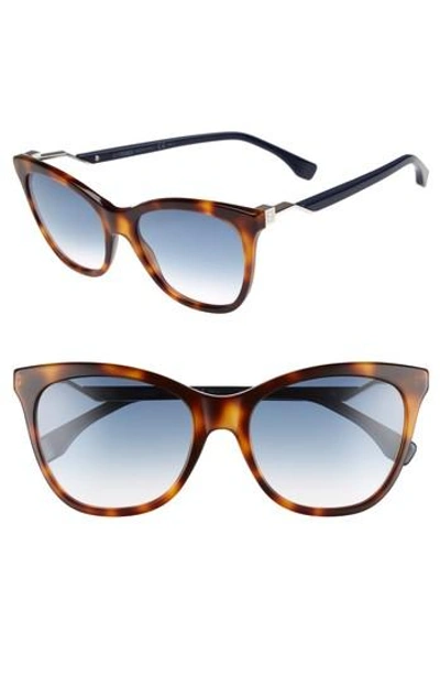 Fendi Cube 55mm Cat Eye Sunglasses - Havana Blue