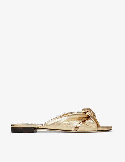 Jimmy Choo Avenue Leather Sandals In Gold