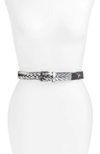 Rebecca Minkoff Braided Leather Belt In Gunmetal / Gunmetal