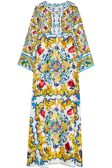 Dolce & Gabbana Printed Silk Maxi Dress | ModeSens