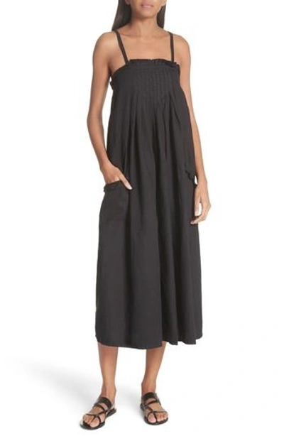 The Great The Tulip Linen & Cotton Dress In Black