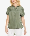 Vince Camuto Hammered Satin Blouse In Camo Green
