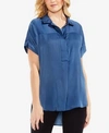 Vince Camuto Hammered Satin Blouse In China Blue