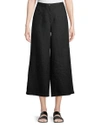 Eileen Fisher Wide Leg Organic Linen Pants In Black