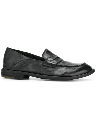 Officine Creative Distressed Penny Loafers In Black
