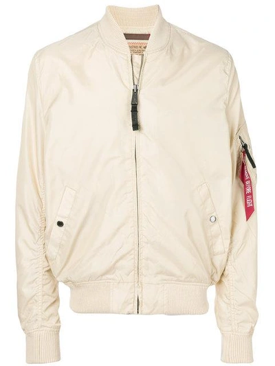 Alpha Industries Zipped Bomber Jacket In Neutrals