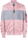 Alpha Industries Colour Block Bomber Jacket In Pink