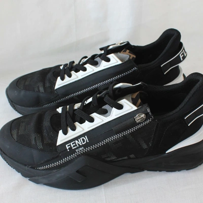 Used] Unused item □ FENDI FENDI lined F technical fabric low-cut sneakers  << 7E1258 >> men's size 6 (equivalent to 25.0 cm) shoes FF pattern Zucca  brown x black Leather Rubber ref.454359 - Joli Closet