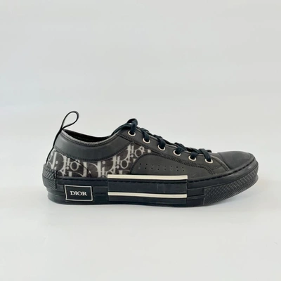 Pre-owned Dior Black Oblique Mesh And Rubber B23 Low Top