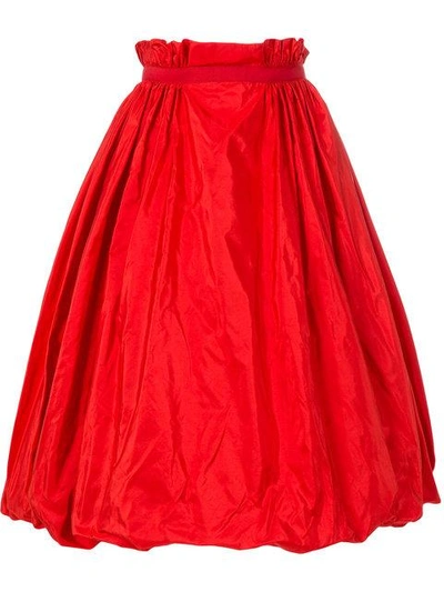 Alexander Mcqueen Taffeta Midi Skirt In Red
