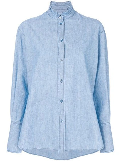 Alexander Mcqueen Ruffle Collar Shirt - Blue