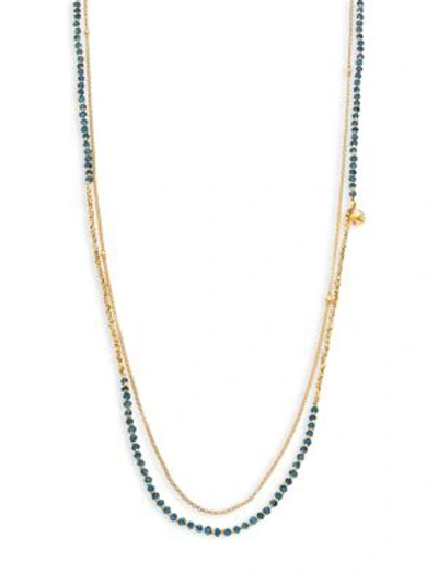 Astley Clarke Biography Ocean Quartz Beaded Double-strand Necklace In Gold Lapis Lazuli