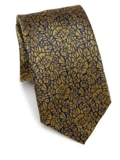 Saks Fifth Avenue Collection Textured Floral Silk Tie In Yellow