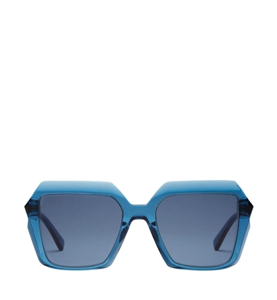 Mcm Square Half Diamond Sunglasses In Blue Pattern