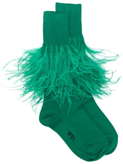 N°21 Nº21 Feather Detail Socks - Green
