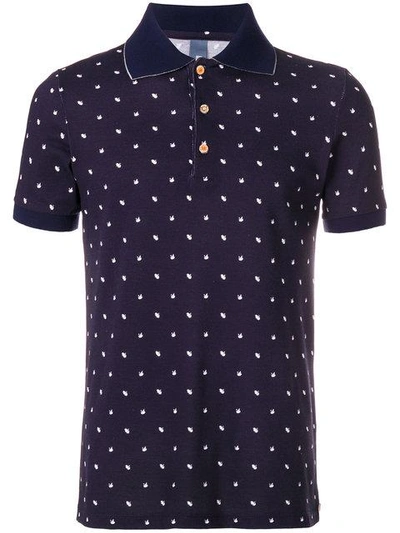 Fefè Glamour Pochette Swan Print Polo Shirt In Blue