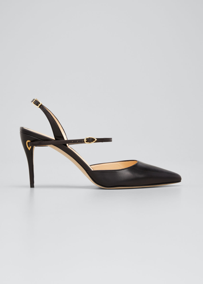 Jennifer Chamandi Vittorio 85mm Leather Slingback Pumps In Black