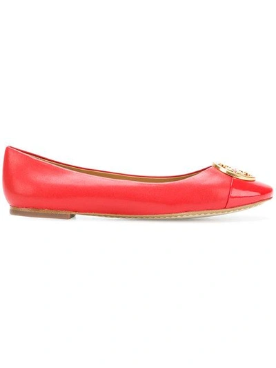 Tory Burch Logo Plaque Ballerinas In Red