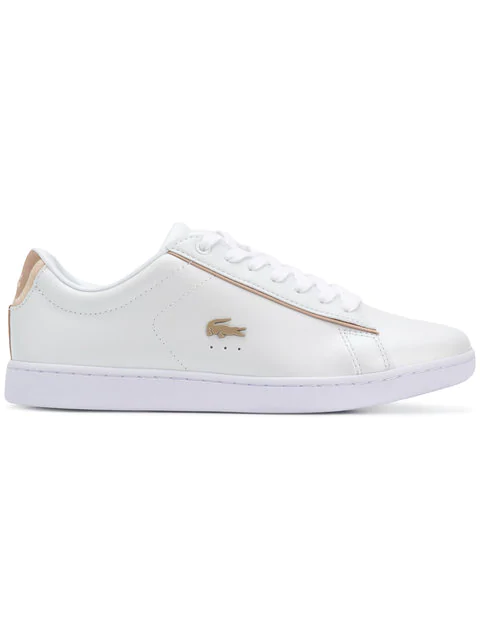 lacoste white shoes gold logo