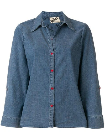 Alice And Olivia Embroidered Denim Shirt In Blue