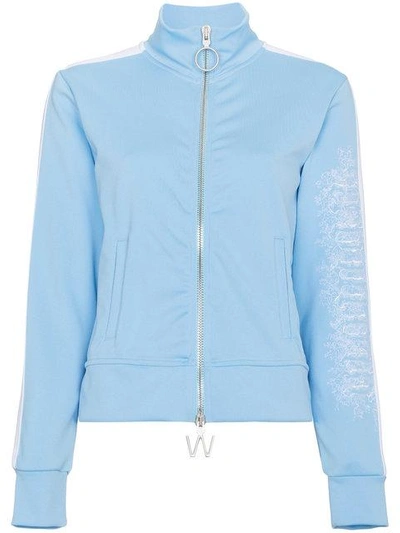 Off-white Blue Zip Front Sports Jacket