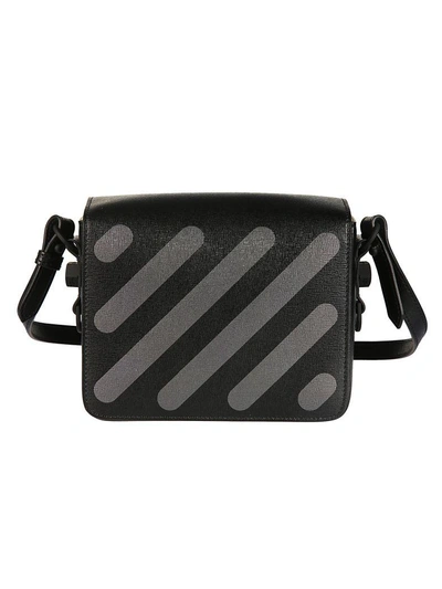 Off-white Black Saffiano Leather Shoulder Bag In Nero+grigio