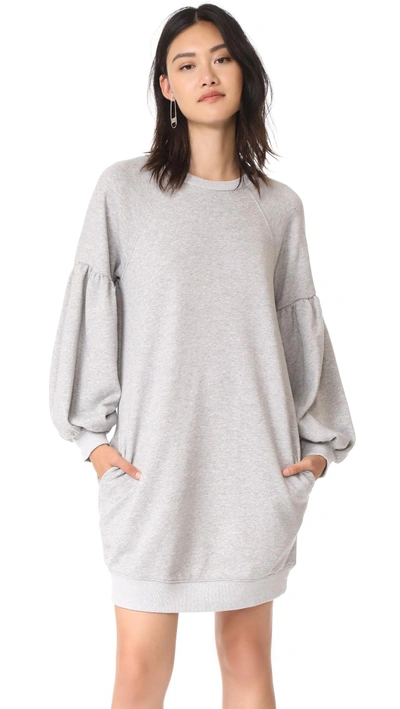 Joa Sweatshirt Dress In Heather Grey