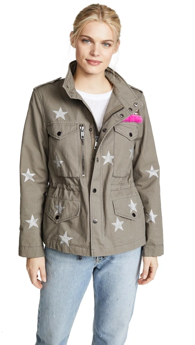 Jocelyn Printed Washed Twill Field Jacket In Hemp With Stars