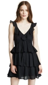 Kos Resort Tiered Mini Dress In Black