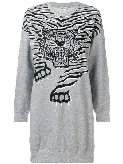 Kenzo Geo Tiger Sweatshirt Dress - Grey | ModeSens