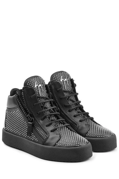 Giuseppe Zanotti Stud Embellished Leather Sneakers In Black