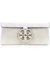 Tory Burch Miller Embossed Clutch In White
