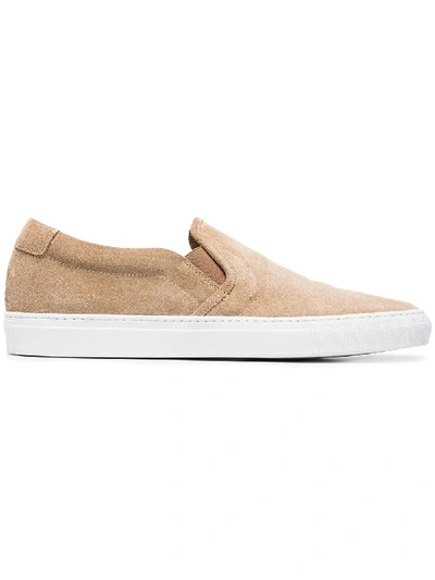 Common Projects Tan Suede Slip On Sneakers In Brown
