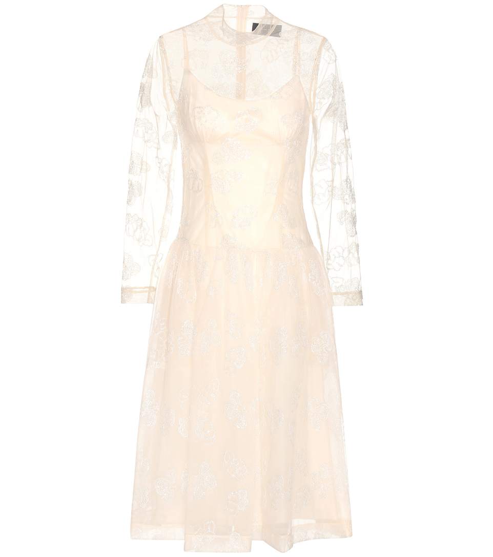Simone Rocha Embroidered Tulle Dress In Eude | ModeSens