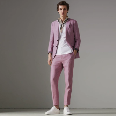 Burberry Soho Single-breasted Linen Jacket In Pink Heather