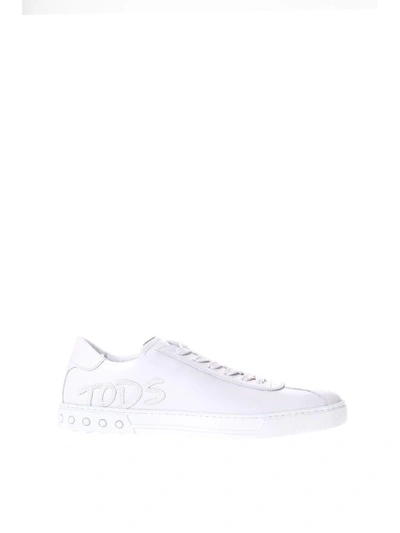 Tod's White Leather Sneakers With Logo