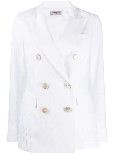 Alberto Biani Double-breasted Embroidered Blazer Jacket In White