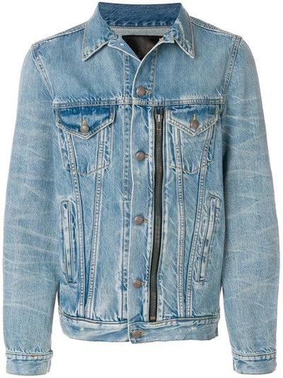 R13 Zip Front Denim Jacket In Blue