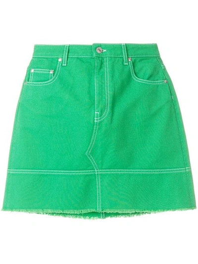 Msgm Straight Denim Skirt - Green