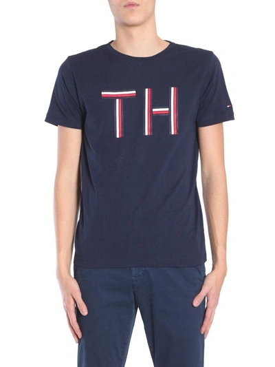 Tommy Hilfiger Round Collar T-shirt In Blu
