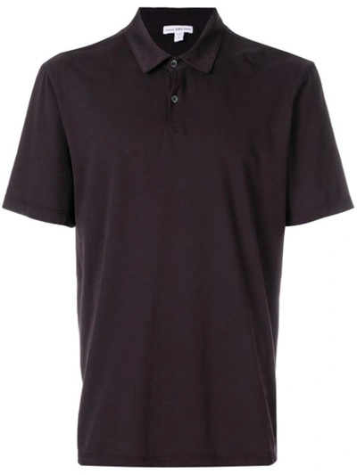 James Perse Slim Fit Sueded Jersey Polo In Black
